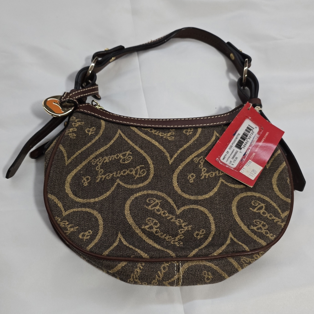 Dooney & Bourke Heart Pattern Brown and Gold Shoulder Bag
